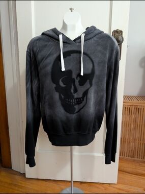 CHRLDR Washed Black Skull Pullover Hoodie